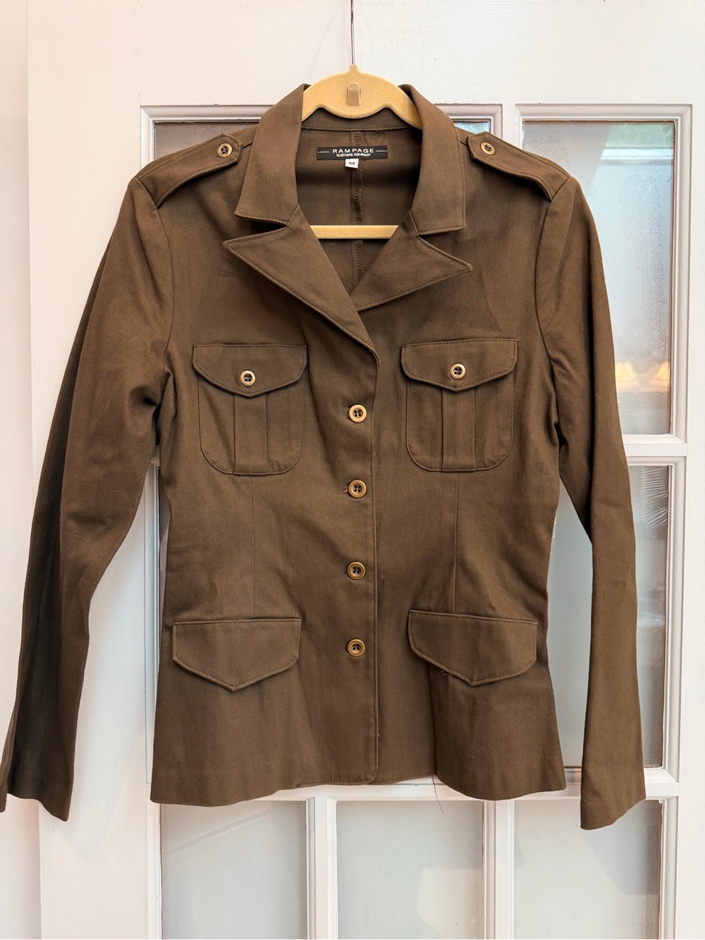 Vintage Rampage Clothing Co Y2K Olive Green Military-Style Jacket Size Medium M